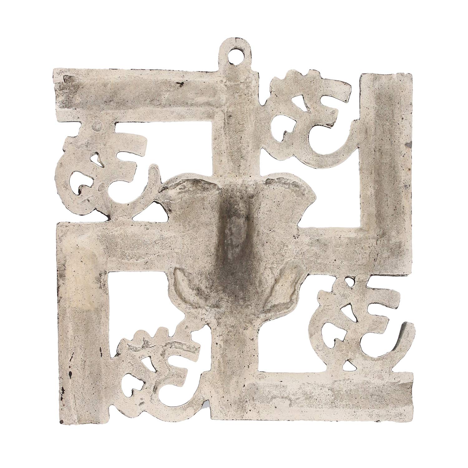 Ecraftindia Lord Ganesha On Om Swastik Metal Silver Wall Hanging